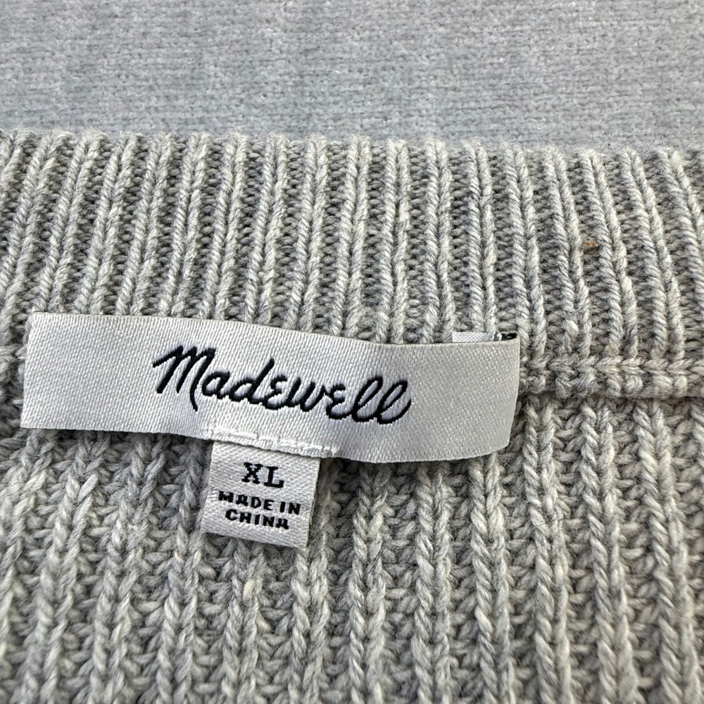 Madewell Striped Oversized Crewneck Sweater XL Pink Rust Olive Cotton Blend - Picture 4 of 5
